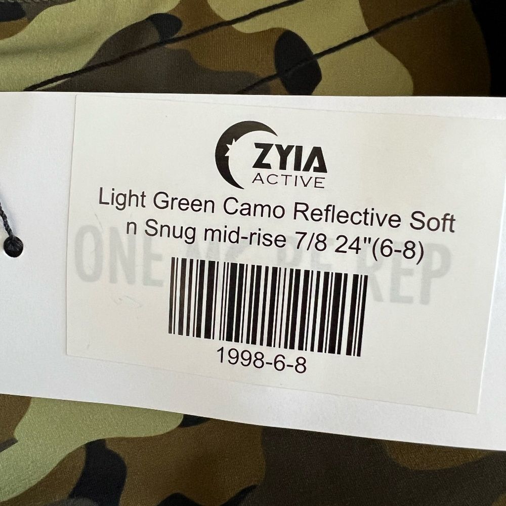 ZYIA Light Green Camo Reflective Soft & Snug Mid-Rise 7/8 Legging Size 6-8 - Picture 16 of 16